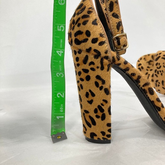 Steve Madden Sandals Womens‎ Sz 6 Carrson Calf Hair Leopard Ankle Strap Heels - Picture 8 of 8